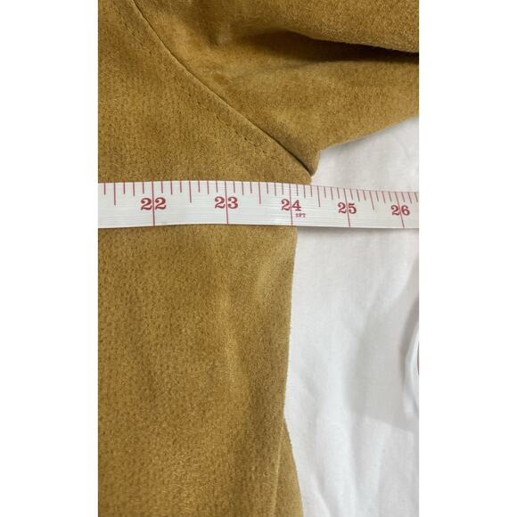 VINTAGE Leather Men’s Size L Tan Suede Jacket Boxy Zip Up 90’s Western Classic - Picture 14 of 15